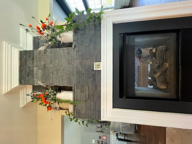 Stacked Stone Fireplace